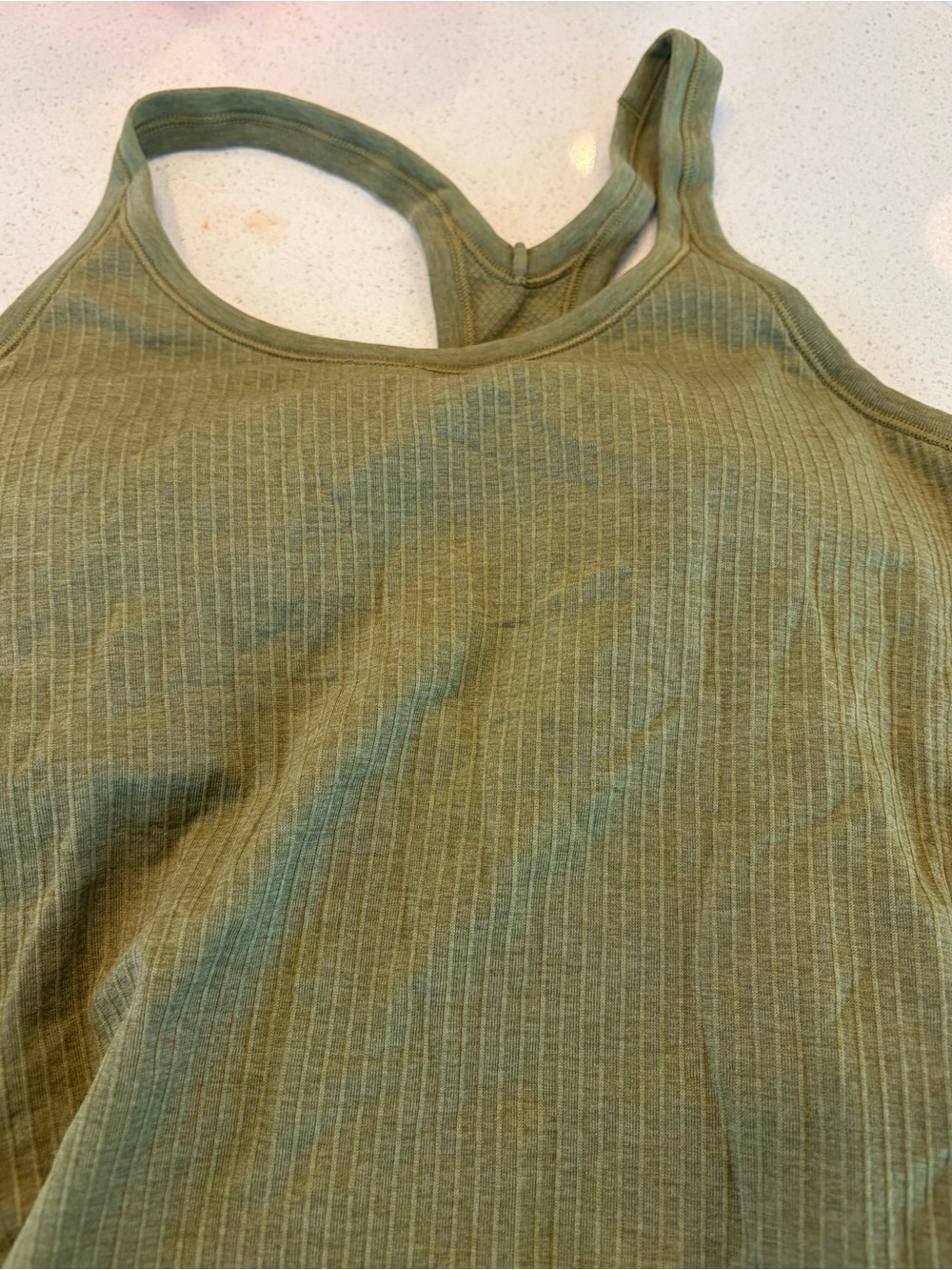 Lululemon Ebb tank Ribbed Olive Green Racerback Tank Top